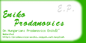 eniko prodanovics business card